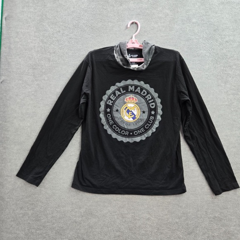 Real Madrid‎ Women Hoodie M Black Long Sleeve Logo Graphic